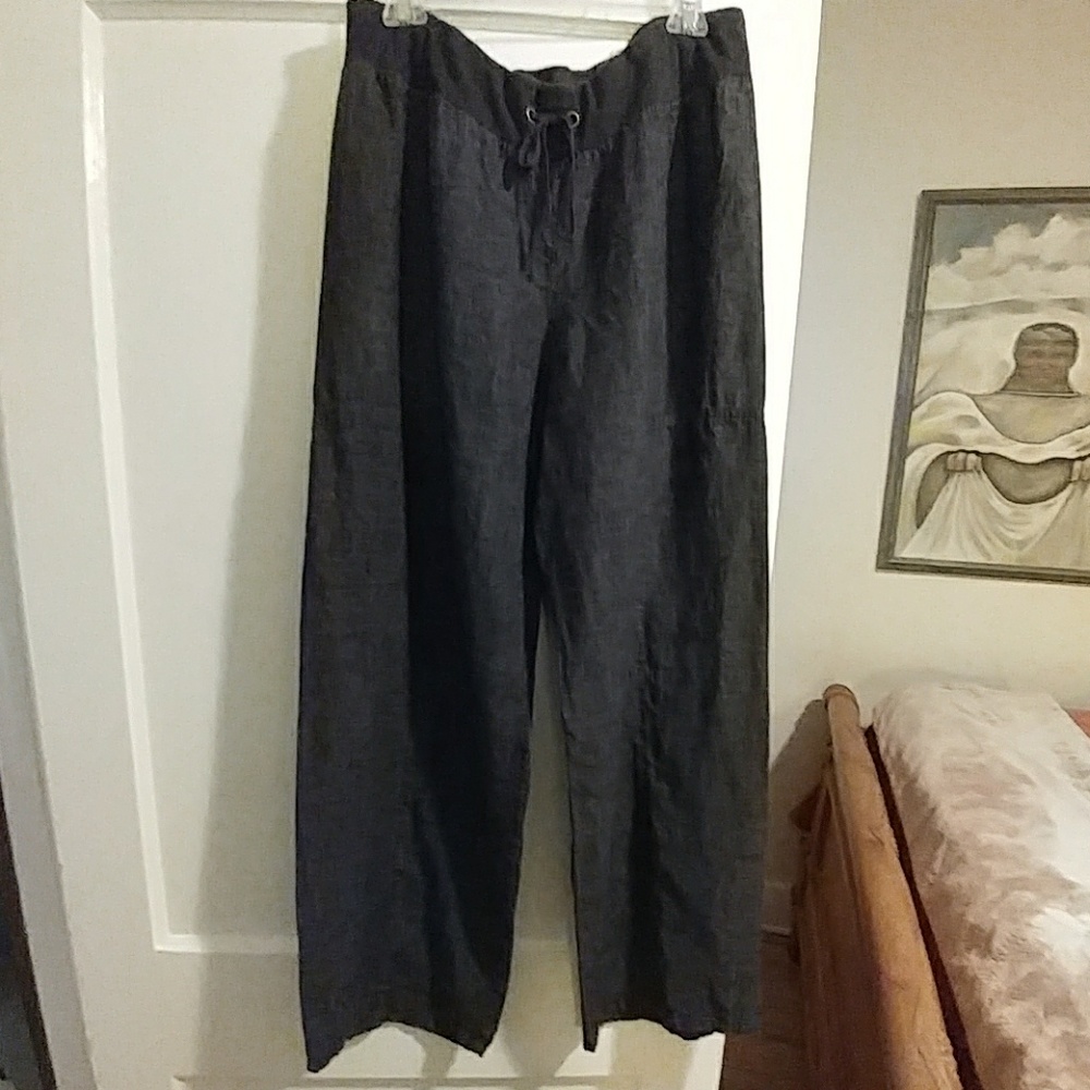 Eileen Fisher full leg linen drawstring pants